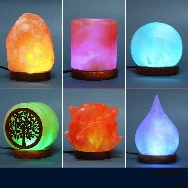Colorful Himalayan Crystal Stone Natural Salt Lamp USB Led Night Light Table Lava Lamp for Bedroom Bedside Bathroom Home Decor