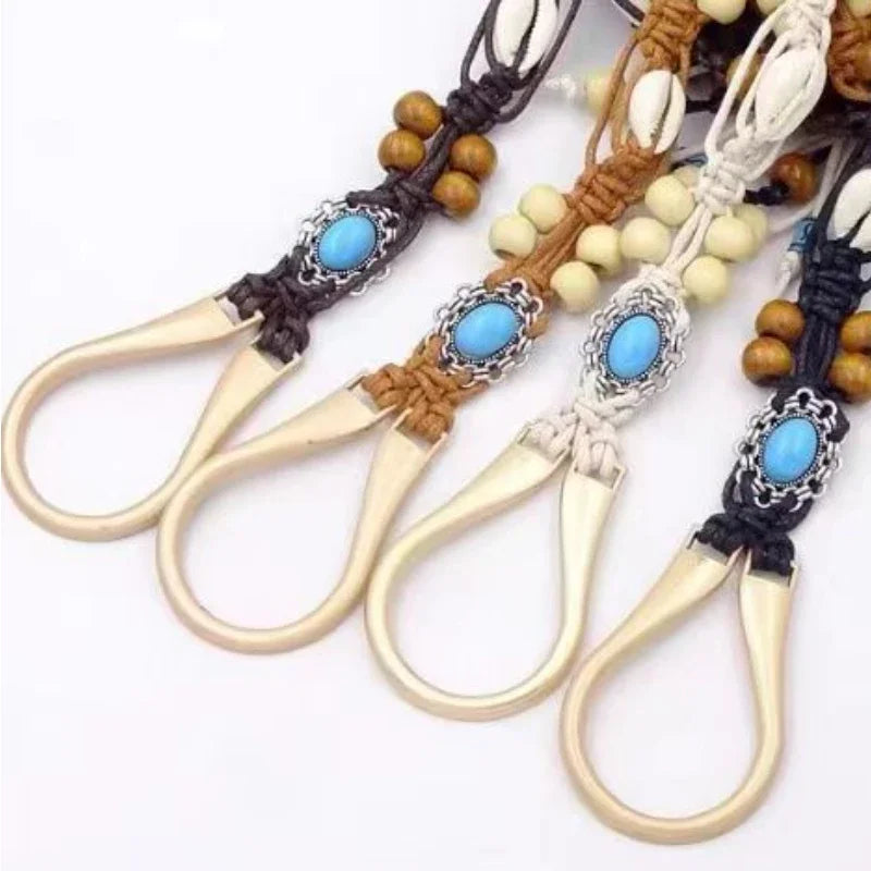 Boho 1pc 's Double Row Beaded Wax Rope Braided Waist Belt