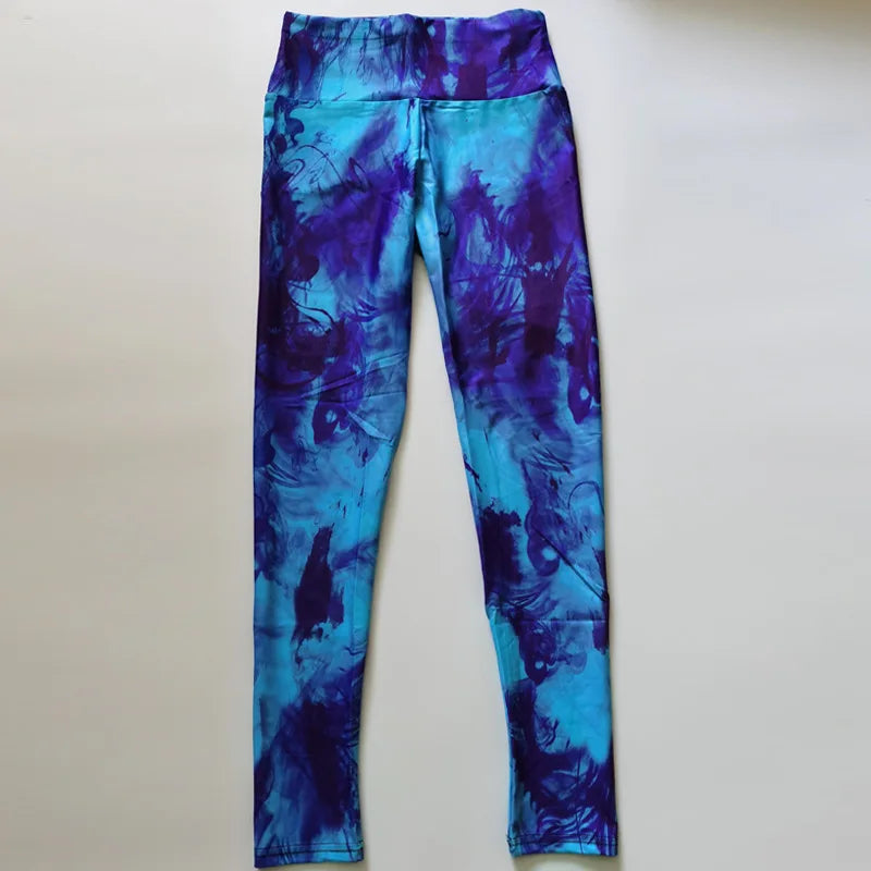 Tie Dye Printing High Waist Stretch Leggings For Women Fast Drying Fitness Yoga Pants Workout Butt Lifting Sports Gym Tights