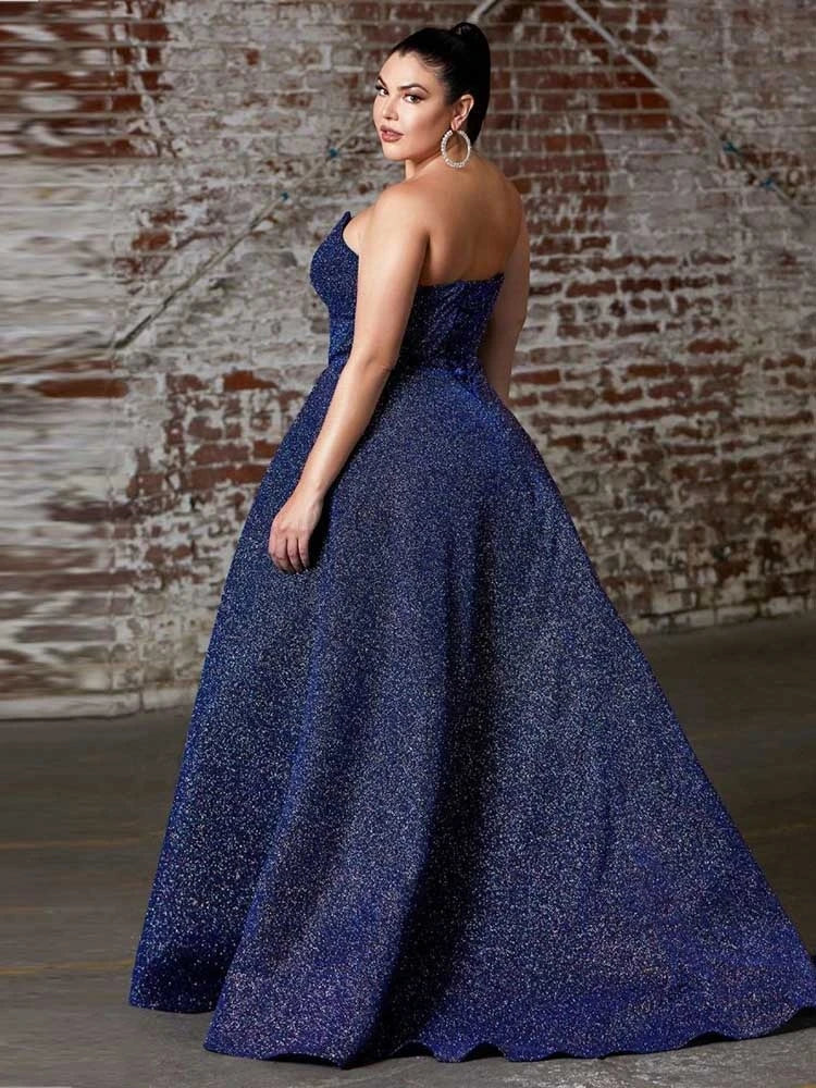 Lady Sparkling Dress Luxury Elegant Evening and Party Dress Sexy Plus Size Women Clothing Maxi Dress Off Shoulder Strapless