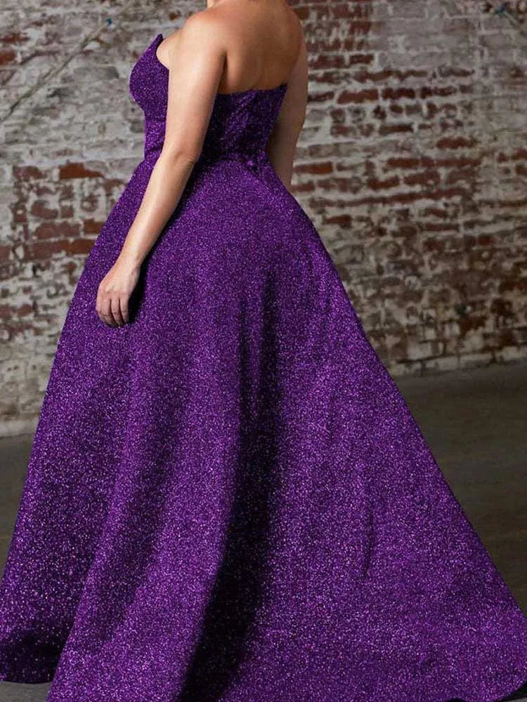 Lady Sparkling Dress Luxury Elegant Evening and Party Dress Sexy Plus Size Women Clothing Maxi Dress Off Shoulder Strapless