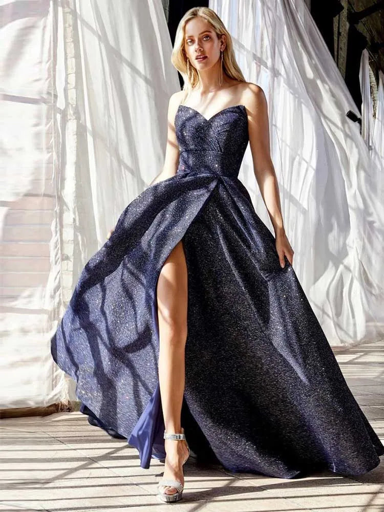 Lady Sparkling Dress Luxury Elegant Evening and Party Dress Sexy Plus Size Women Clothing Maxi Dress Off Shoulder Strapless