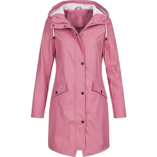 Women's Solid Rain Jacket 2021 Outdoor Hiking Hoodie Waterproof WindProof Long Coat Femme Warm Outwear Plus Size Women Clothing