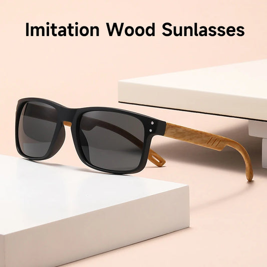 1PCS New Brand Designer sunglasses men women Imitation Wood Sun Glasses UV400 Mirror Lenses Eyewear 2025 Rectangle Sunglass