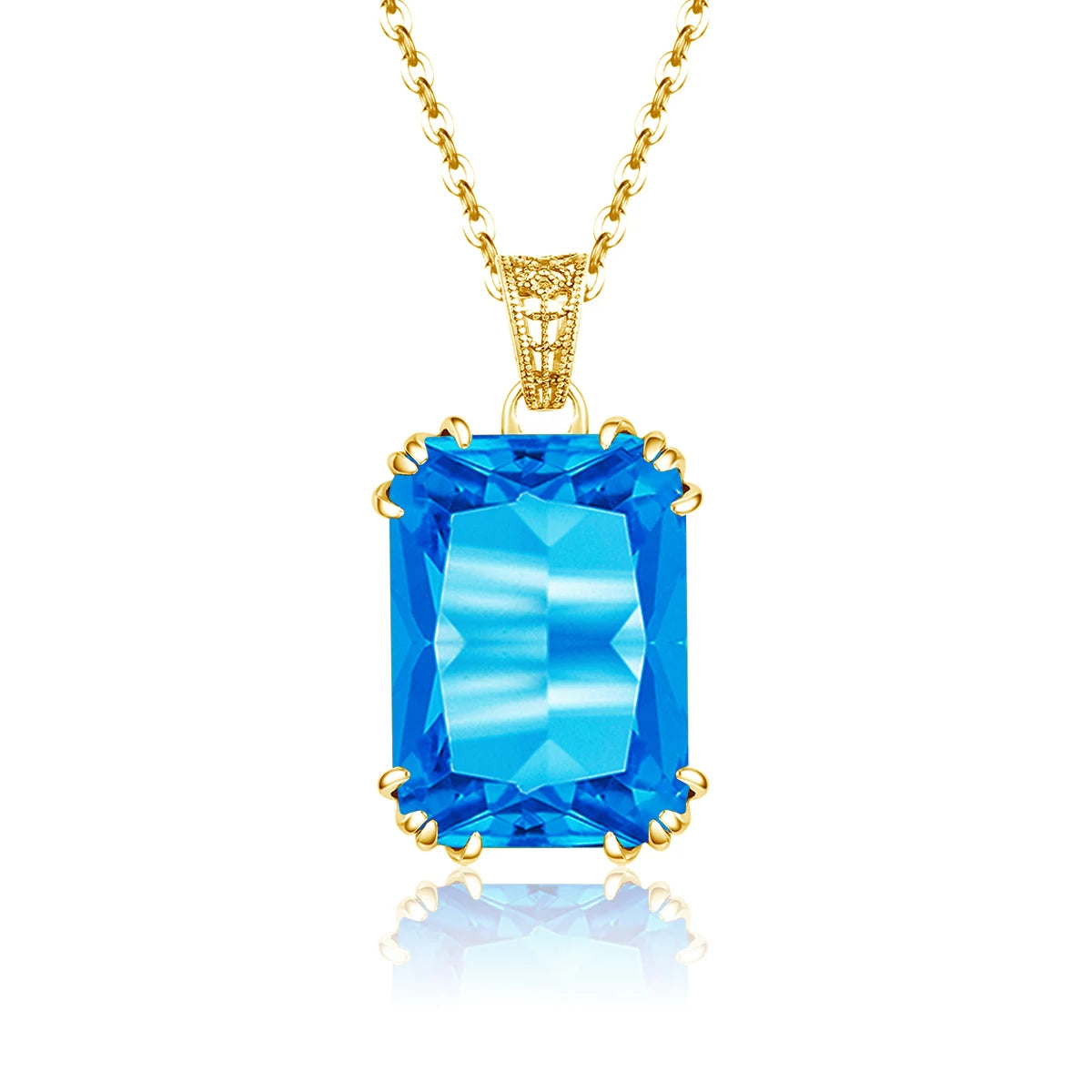 Genuine 925 Sterling Silver Pendant For Women Citrine 18K Gold Color Necklace Pendants Bohemia Filigree Flower Design Jewelry