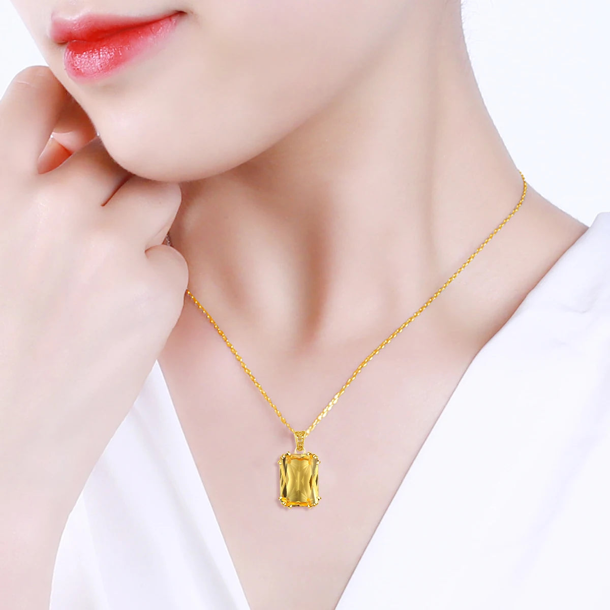 Genuine 925 Sterling Silver Pendant For Women Citrine 18K Gold Color Necklace Pendants Bohemia Filigree Flower Design Jewelry