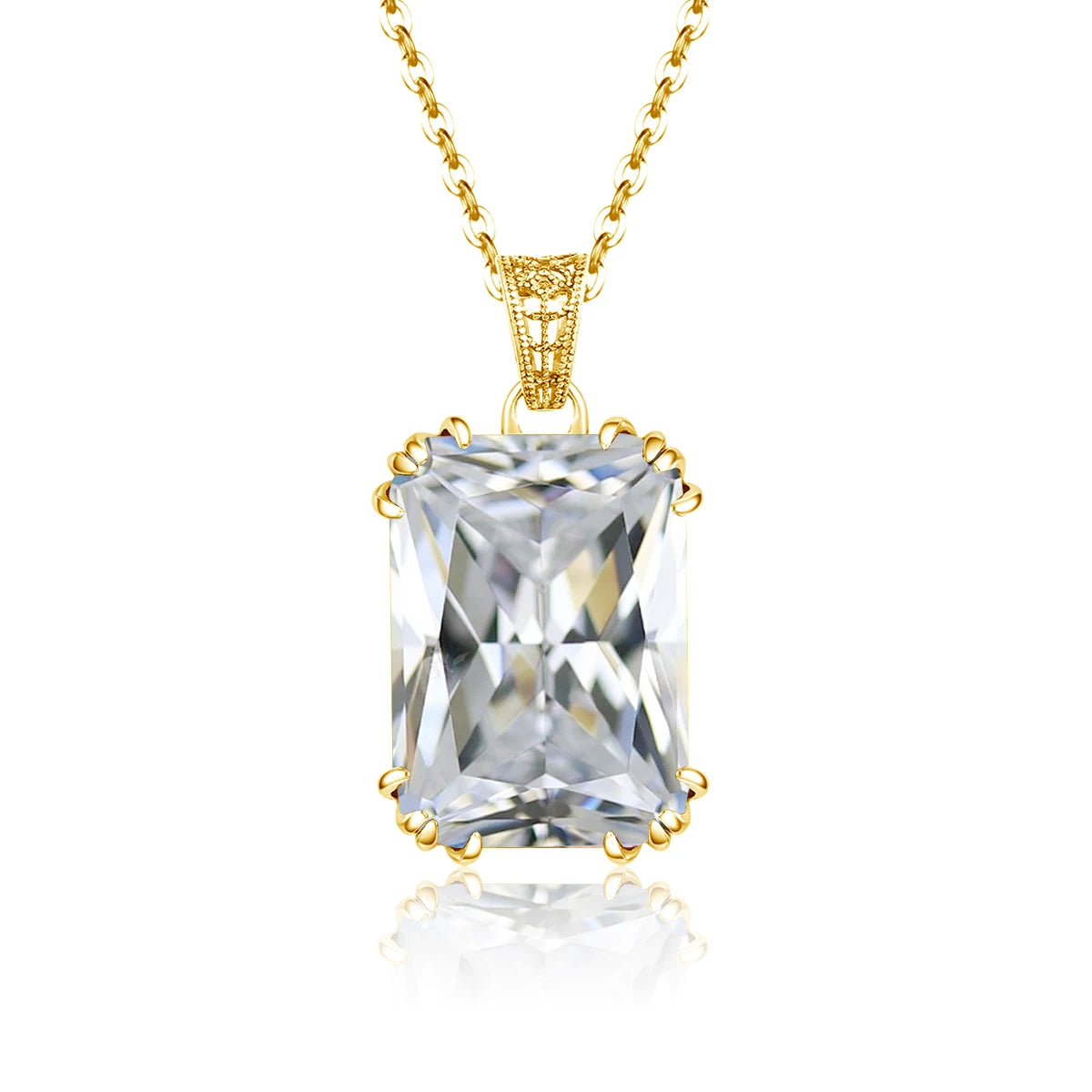 Genuine 925 Sterling Silver Pendant For Women Citrine 18K Gold Color Necklace Pendants Bohemia Filigree Flower Design Jewelry