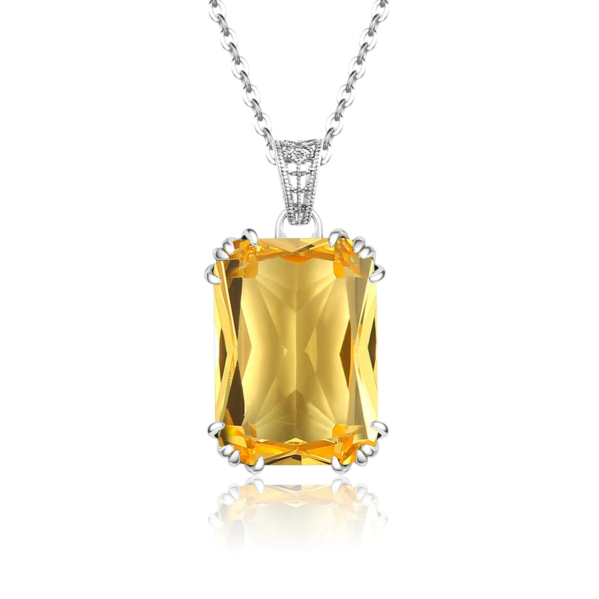 Genuine 925 Sterling Silver Pendant For Women Citrine 18K Gold Color Necklace Pendants Bohemia Filigree Flower Design Jewelry